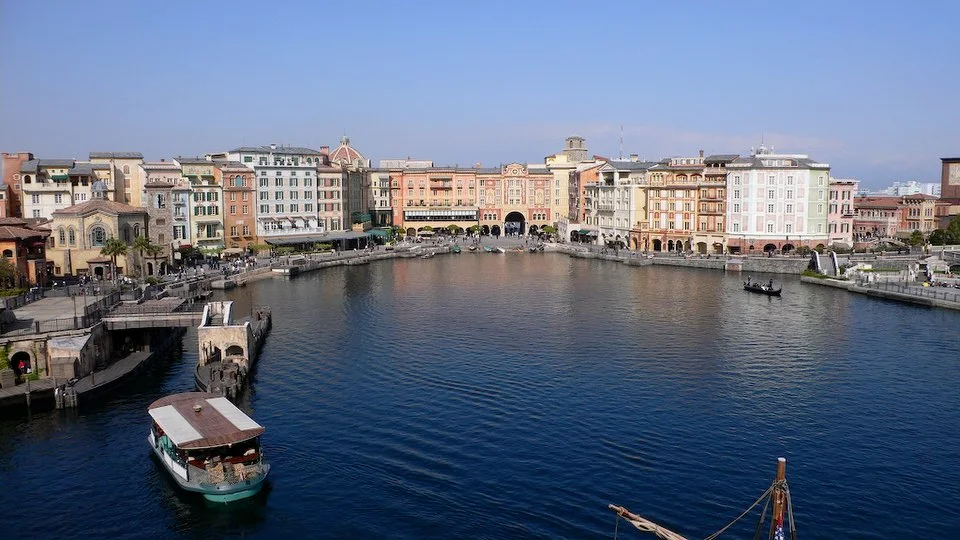 Mediterranean Harbor at Tokyo DisneySea, highlighting the park's waterfront setting