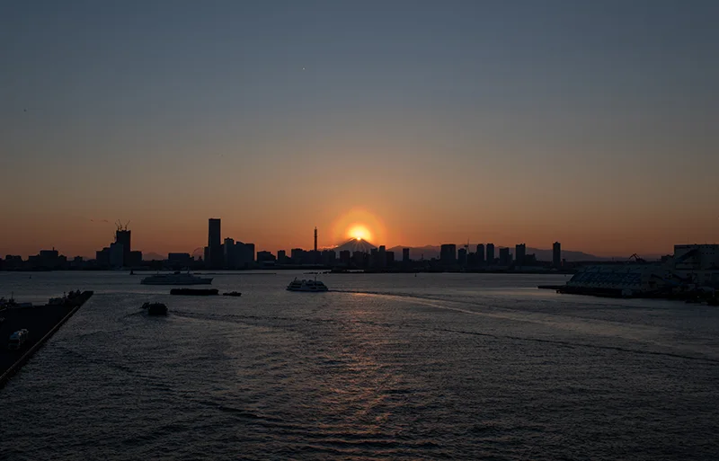Minato Mirai skyline from Osanbashi during blue hour