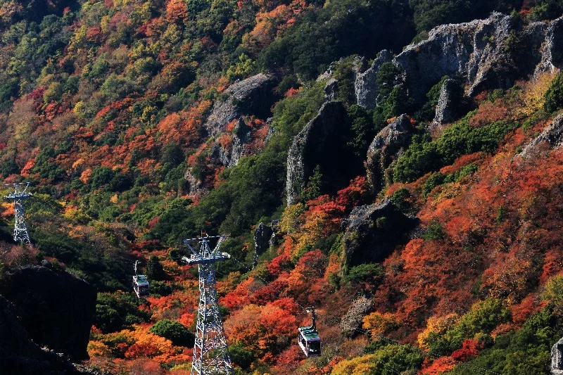 Kankakei autumn mountain landscape for planning Shodoshima port access