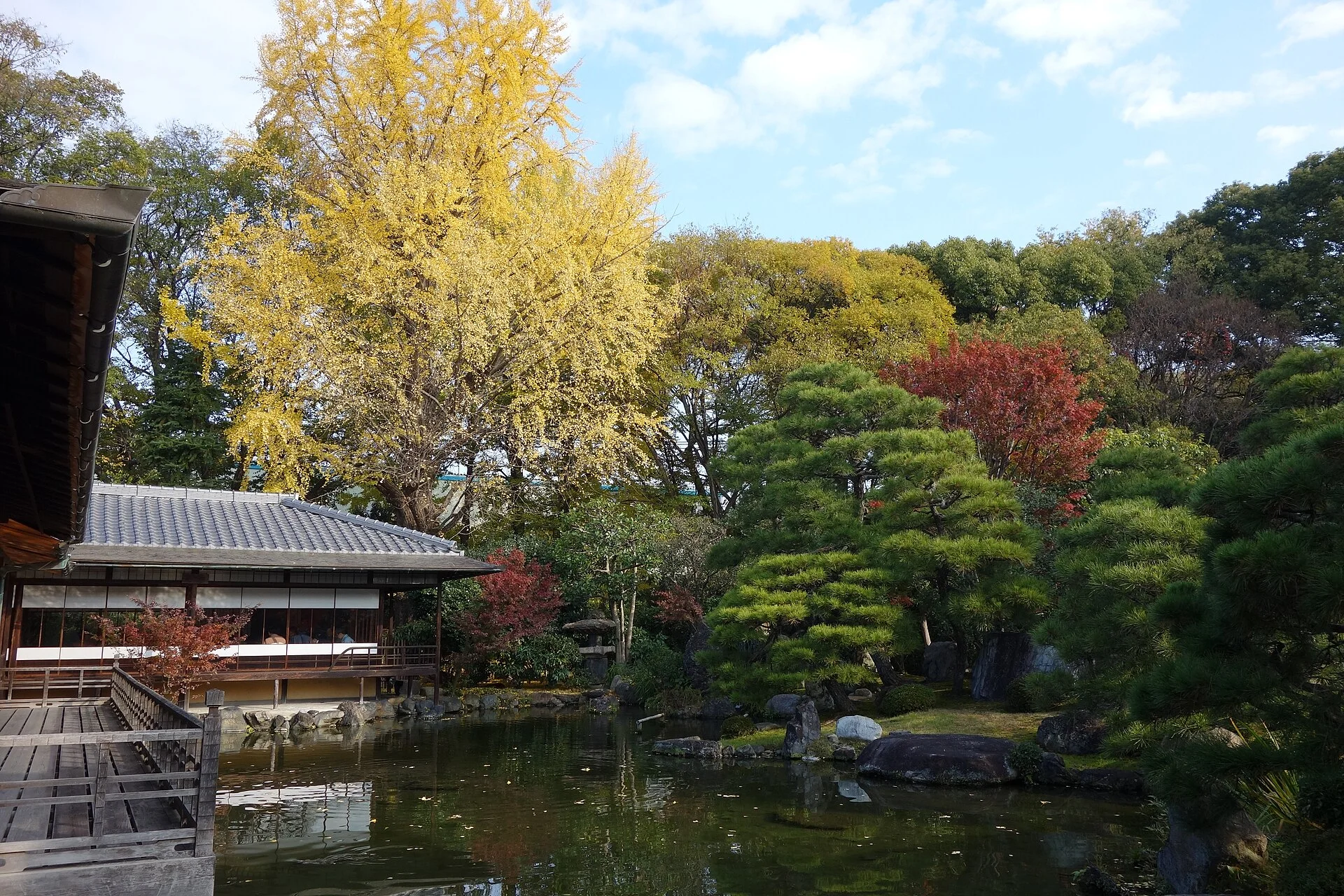 Shoseien garden late colour in early December Kyoto, showing that districts change at different times