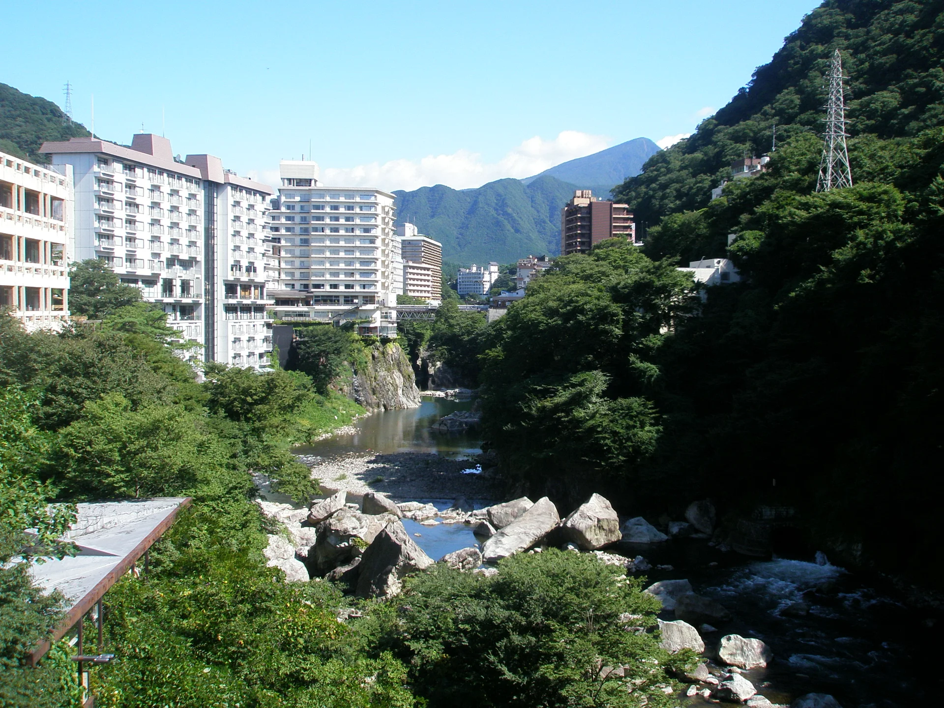 Kinugawa Onsen river valley and ryokan hotels