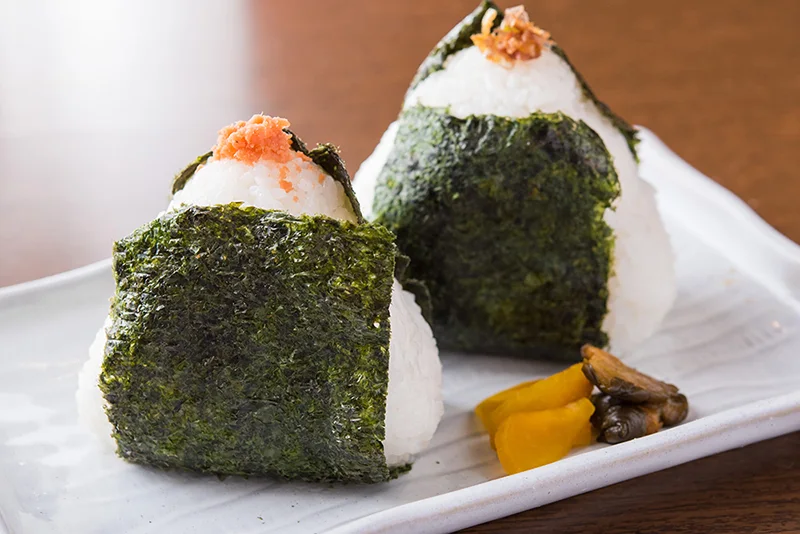 Onigiri as a practical breakfast before a train or flight in Fukuoka