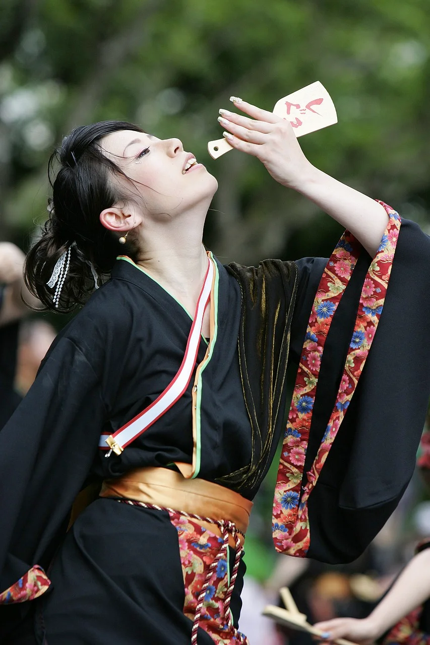A dance team performing at the Kochi Yosakoi Festival
