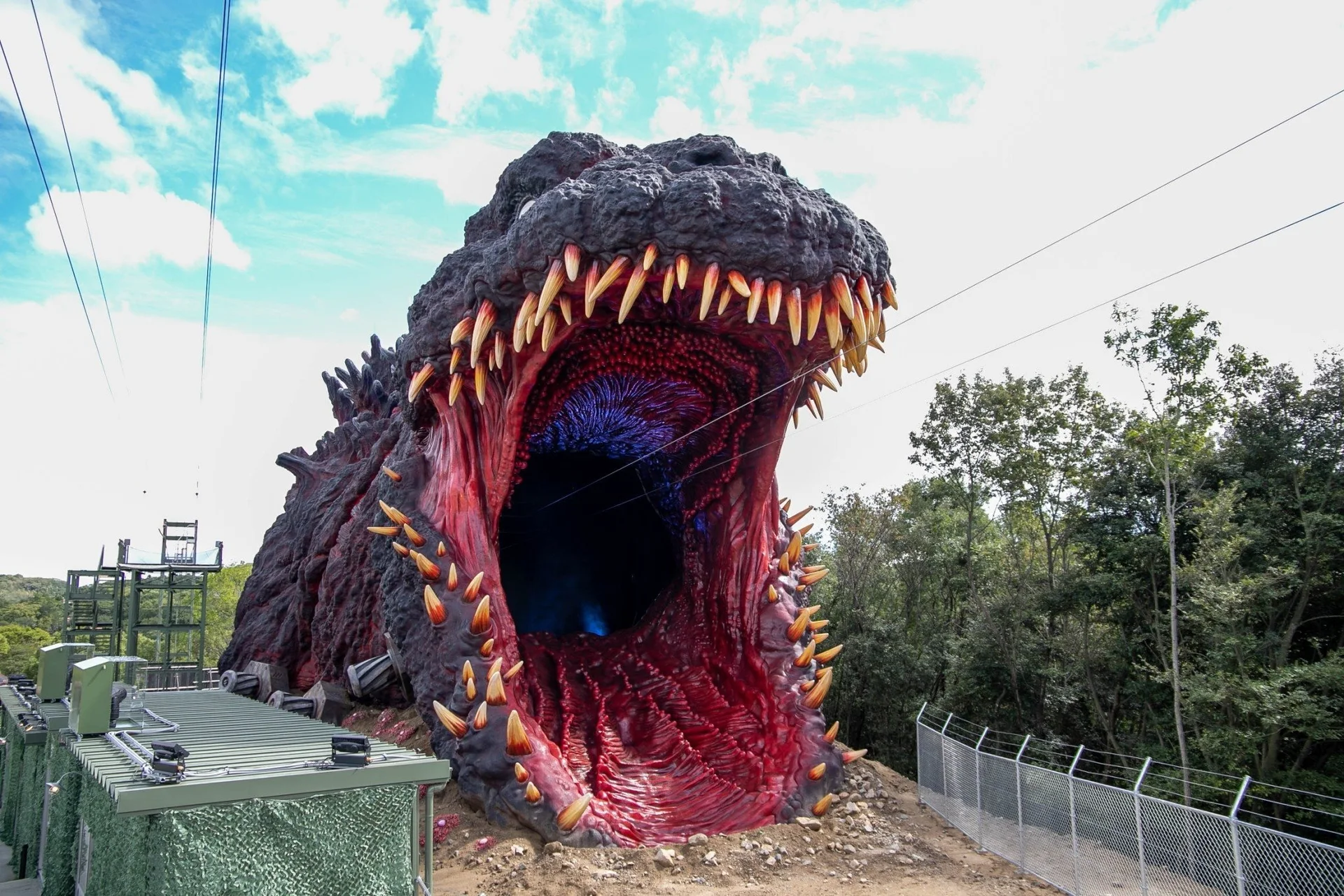 Godzilla Interception Operation giant Godzilla zipline structure at Nijigen no Mori
