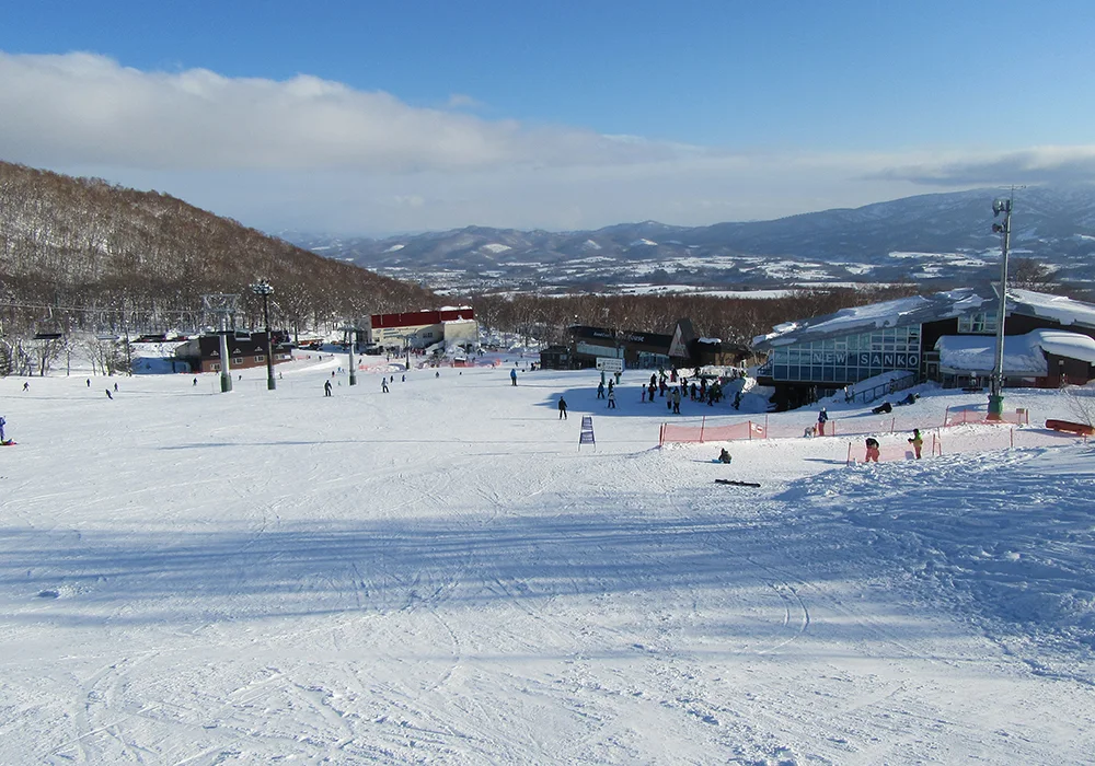 Annupuri ski area and accommodation zone in winter
