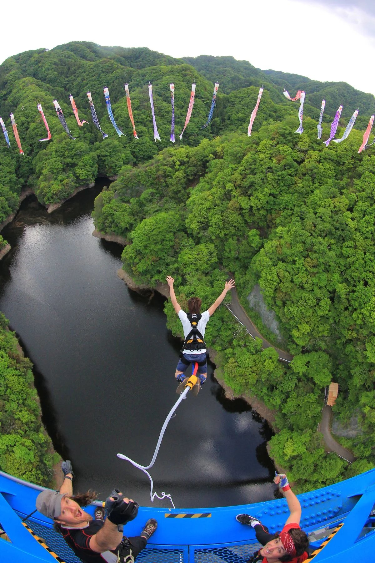 Ryujin Suspension Bridge and gorge in Ibaraki for a 100 metre Bungy Japan jump