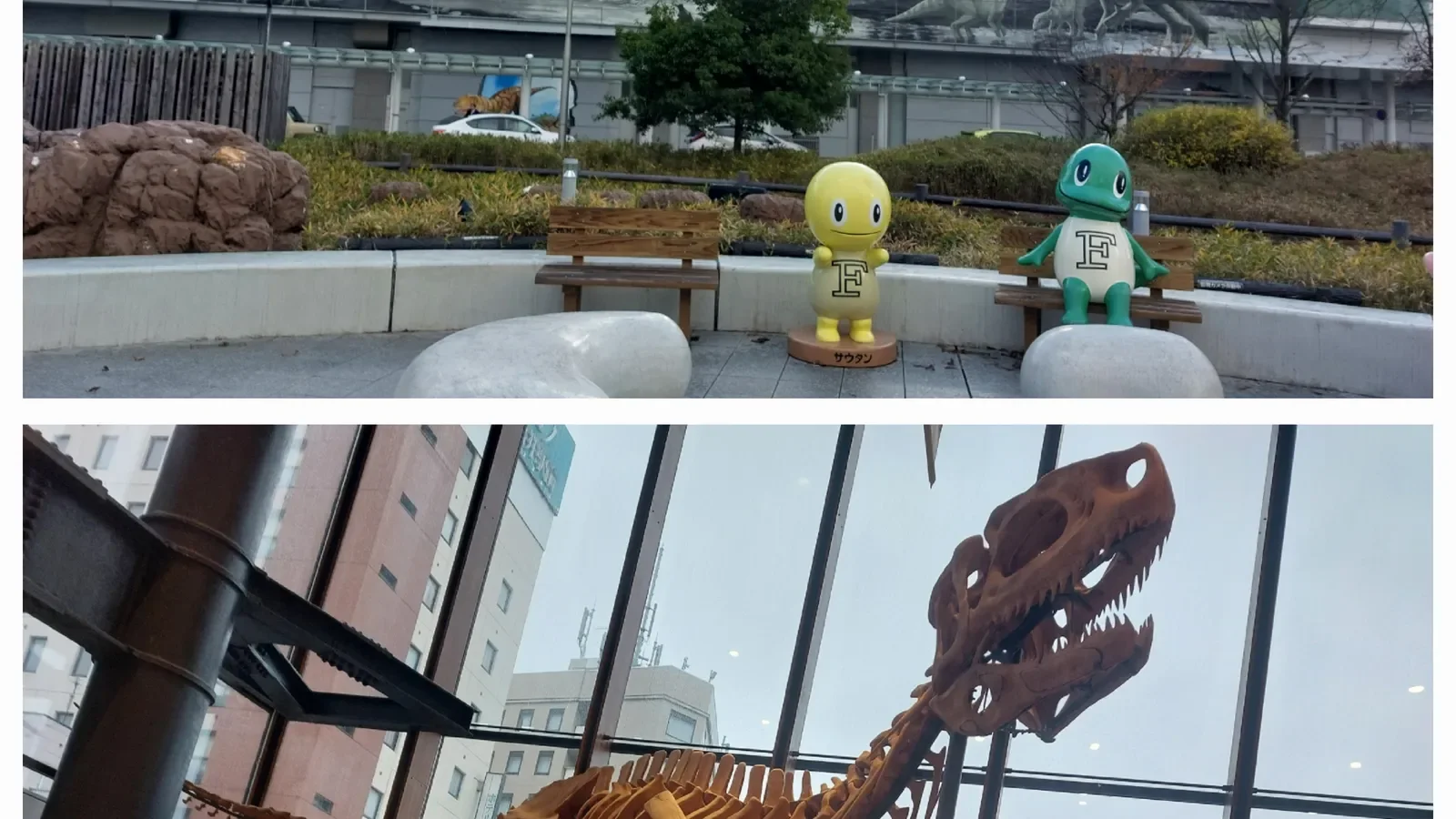 Fukui Station dinosaur displays highlight how a family dinosaur route differs from a Kanazawa–Toyama alpine route