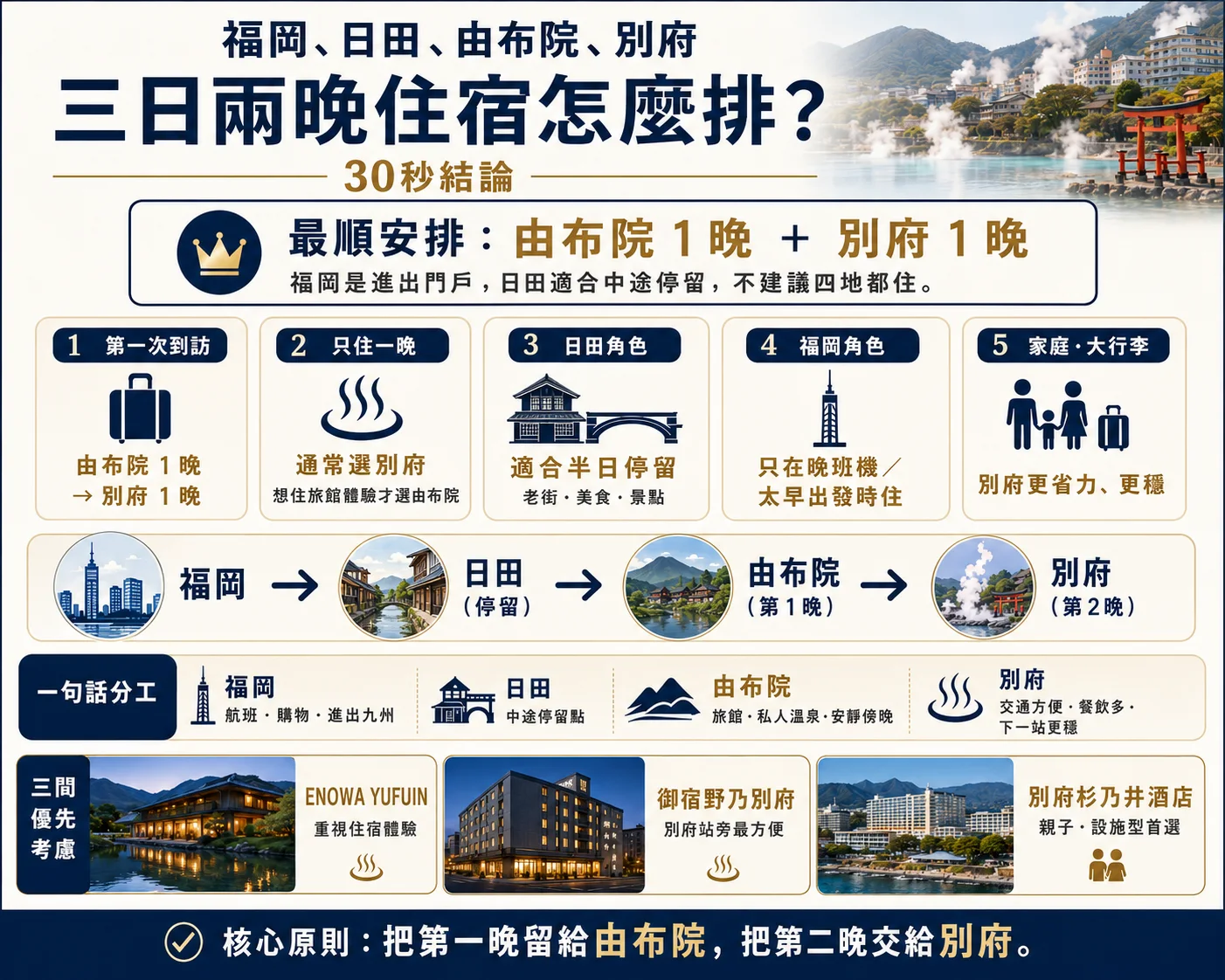 Fukuoka extension to Hita Yufuin Beppu and a five-to-seven-day Kyushu route
