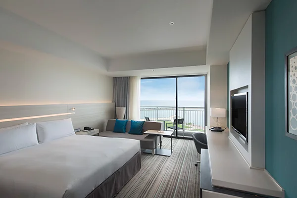 Hilton Okinawa Chatan Resort ocean-view room for comparing room time with American Village evenings