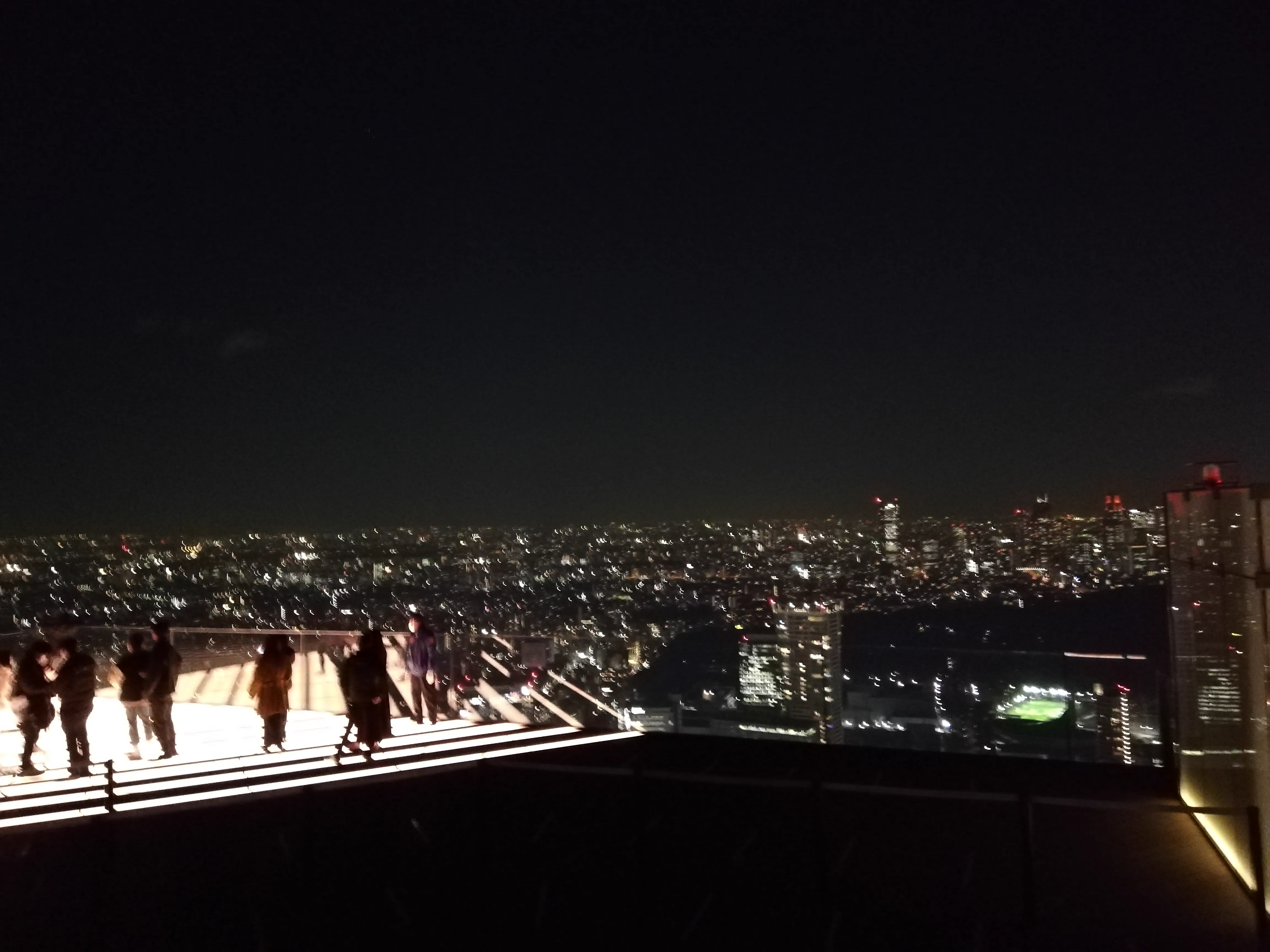 SHIBUYA SKY rooftop SKY STAGE at night; sunset and evening tickets are most valuable for the open-air observation experience