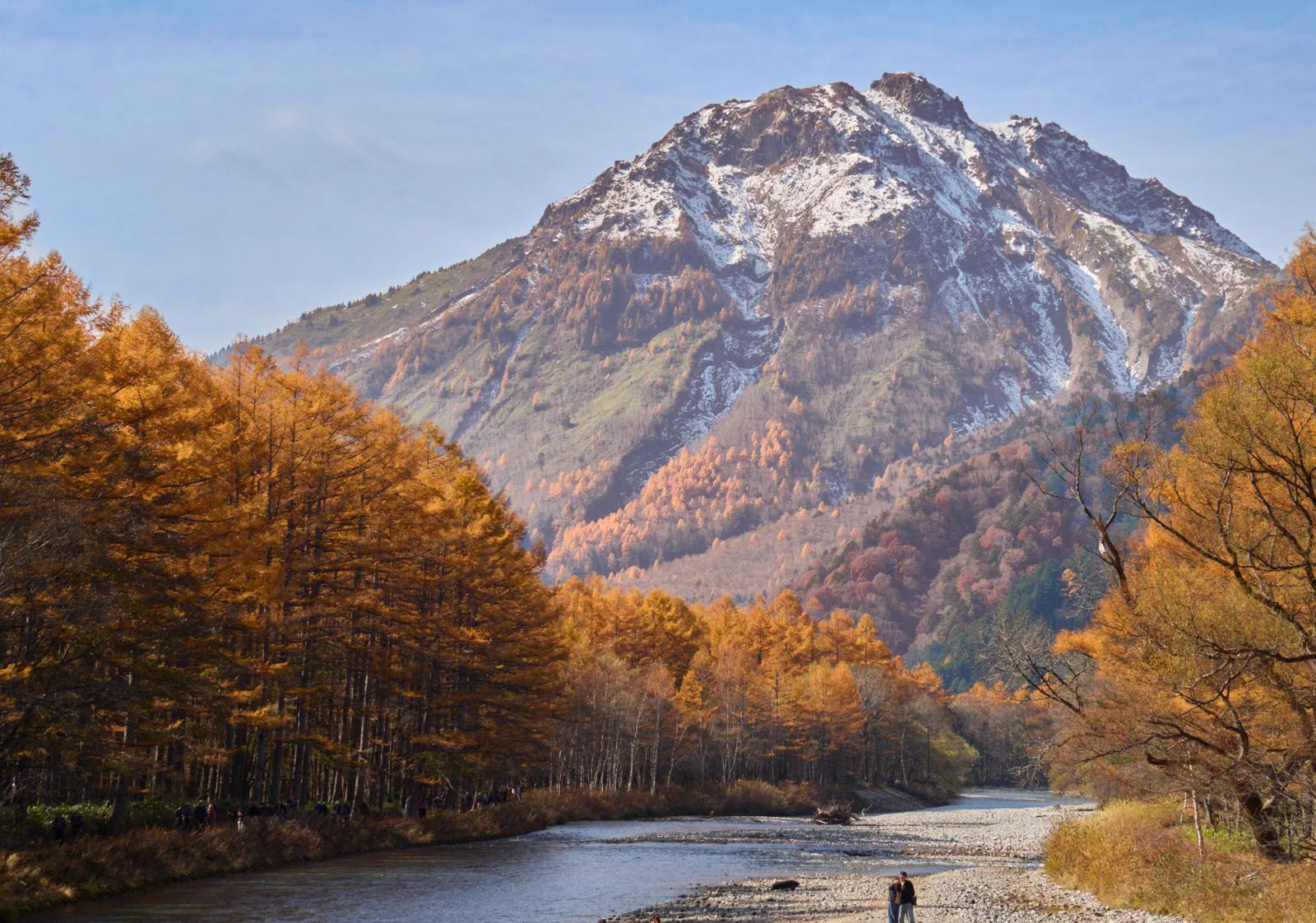 Kamikochi mountain forest in autumn showing the earlier high-elevation season in central Japan