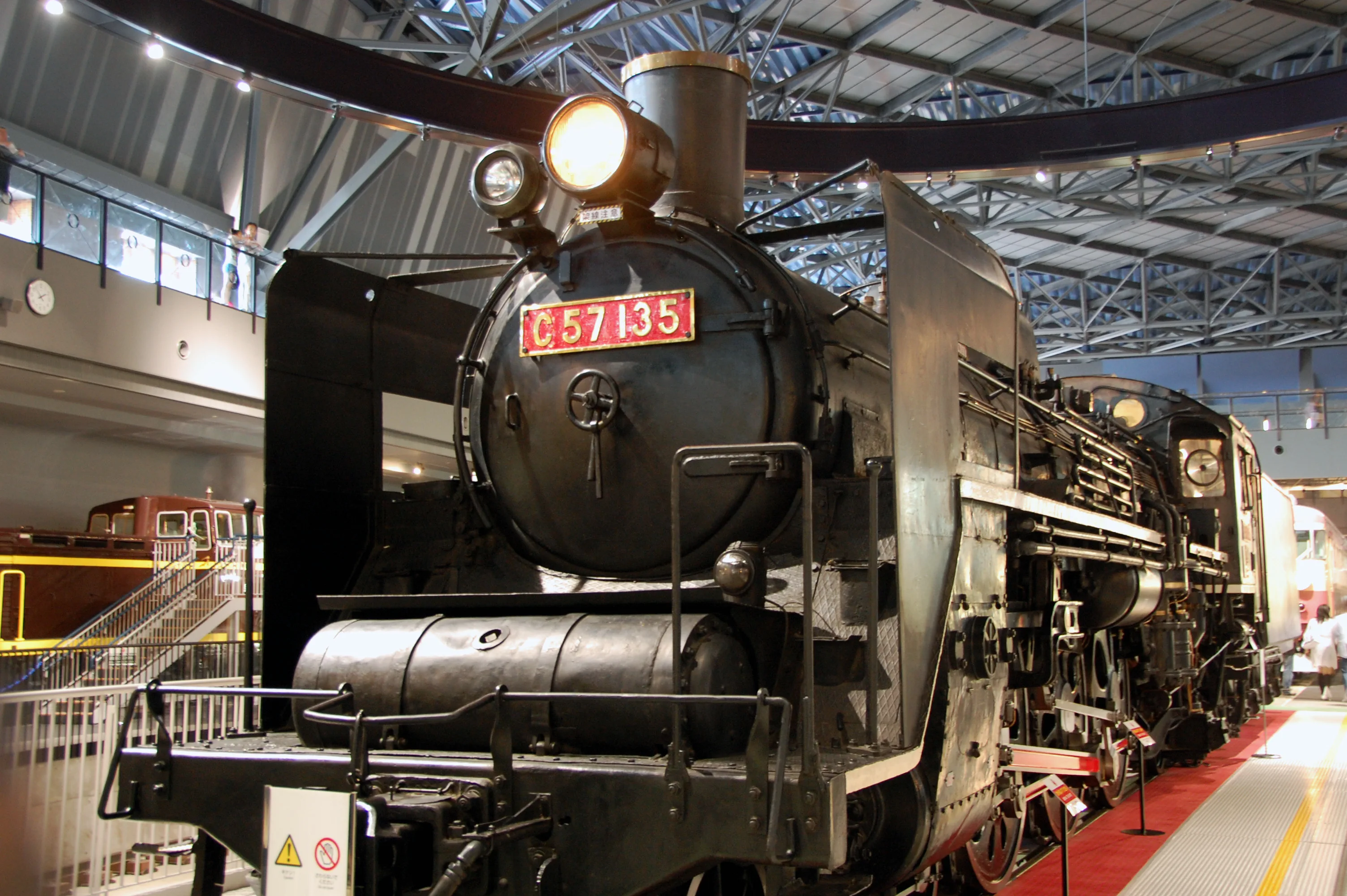 C57 135 steam locomotive inside the Saitama Railway Museum