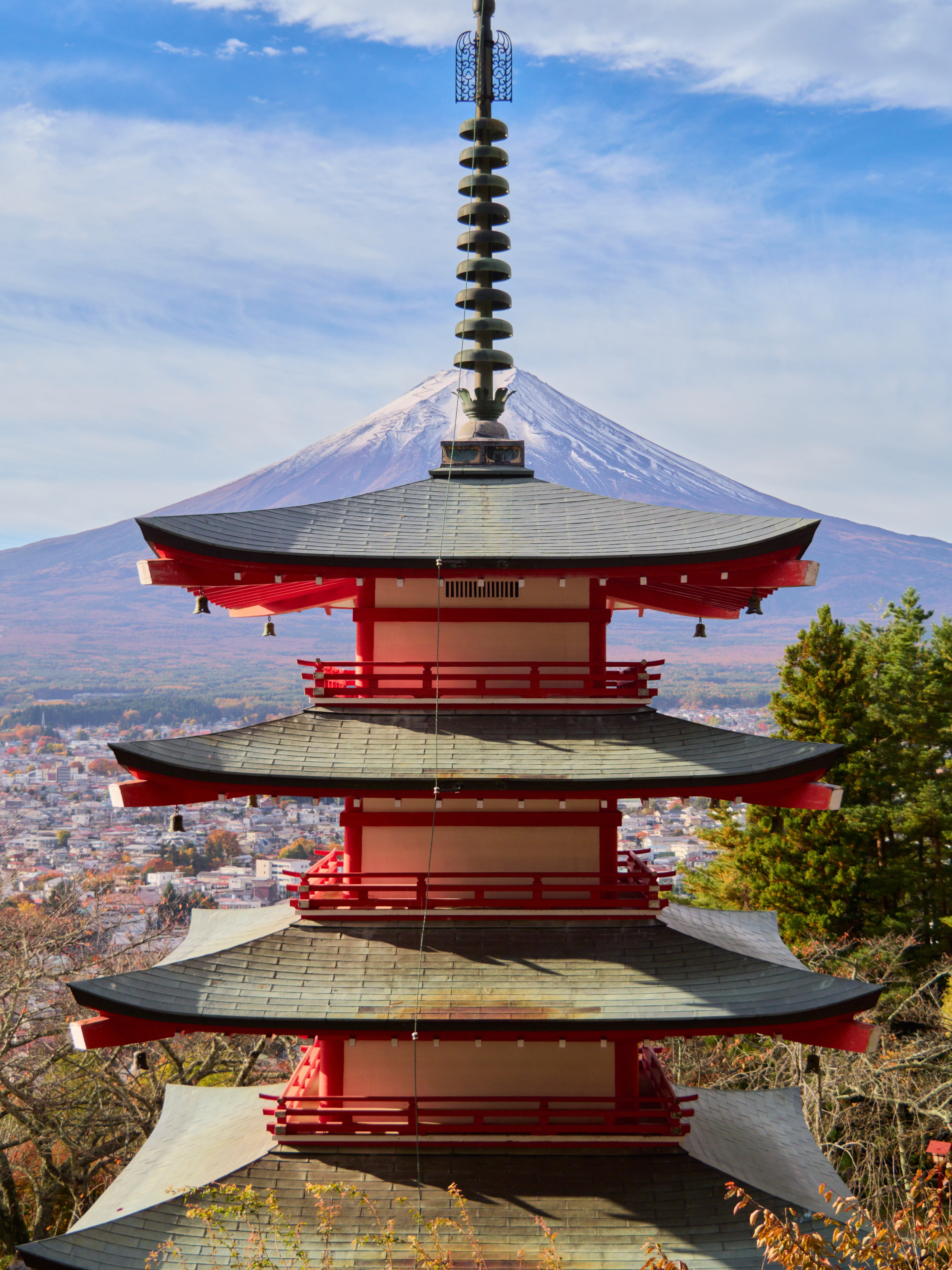 Chureito Pagoda and Mount Fuji as the single Fujiyoshida extension for a two-night Lake Kawaguchi stay