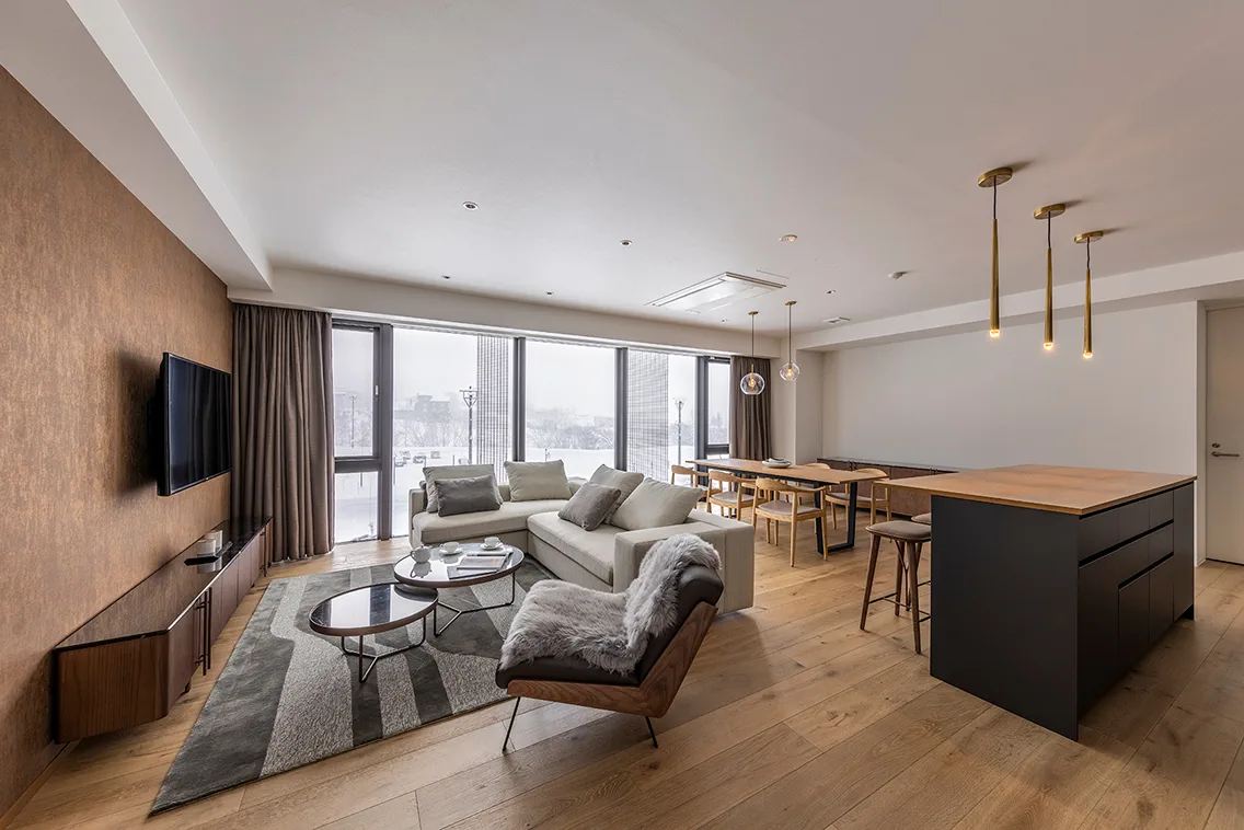 Intuition Niseko three-bedroom Yotei residence living room