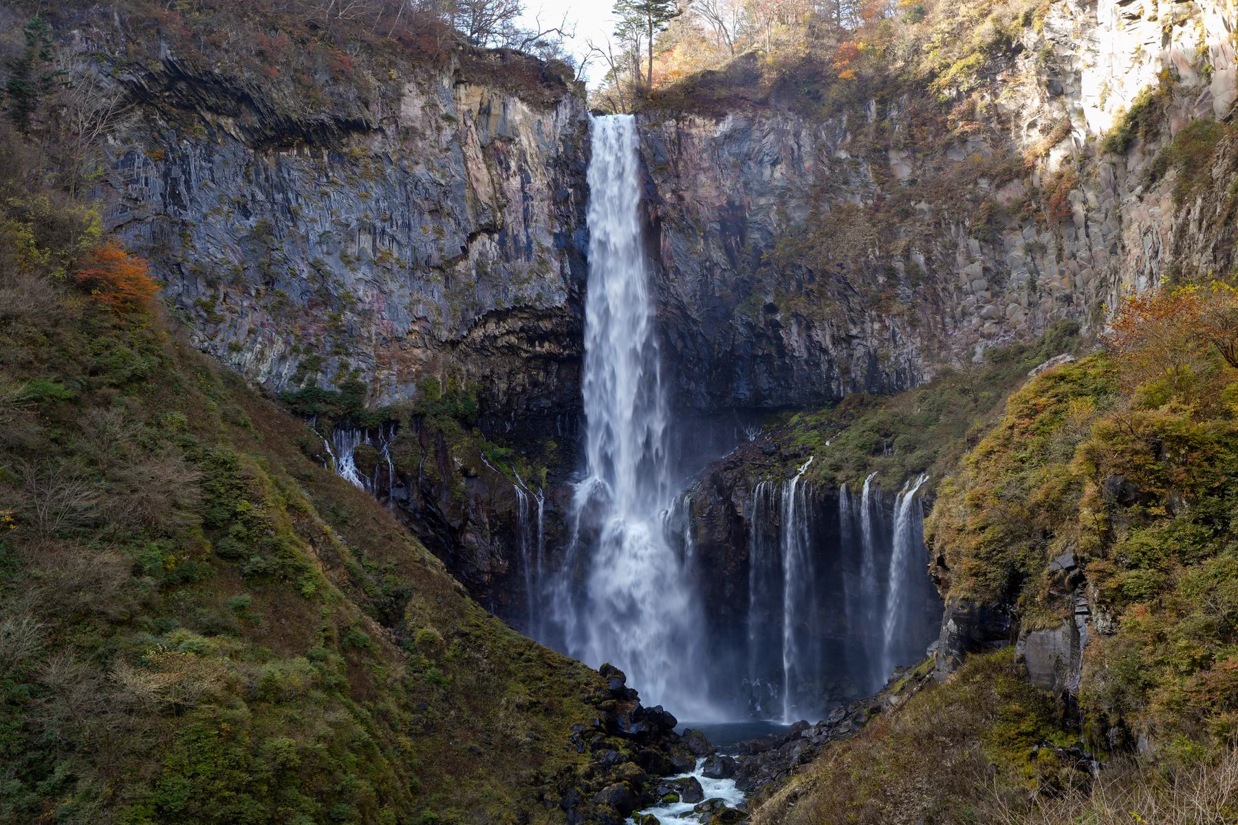 Kegon Falls in autumn as the first major stop on a Lake Chuzenji overnight itinerary