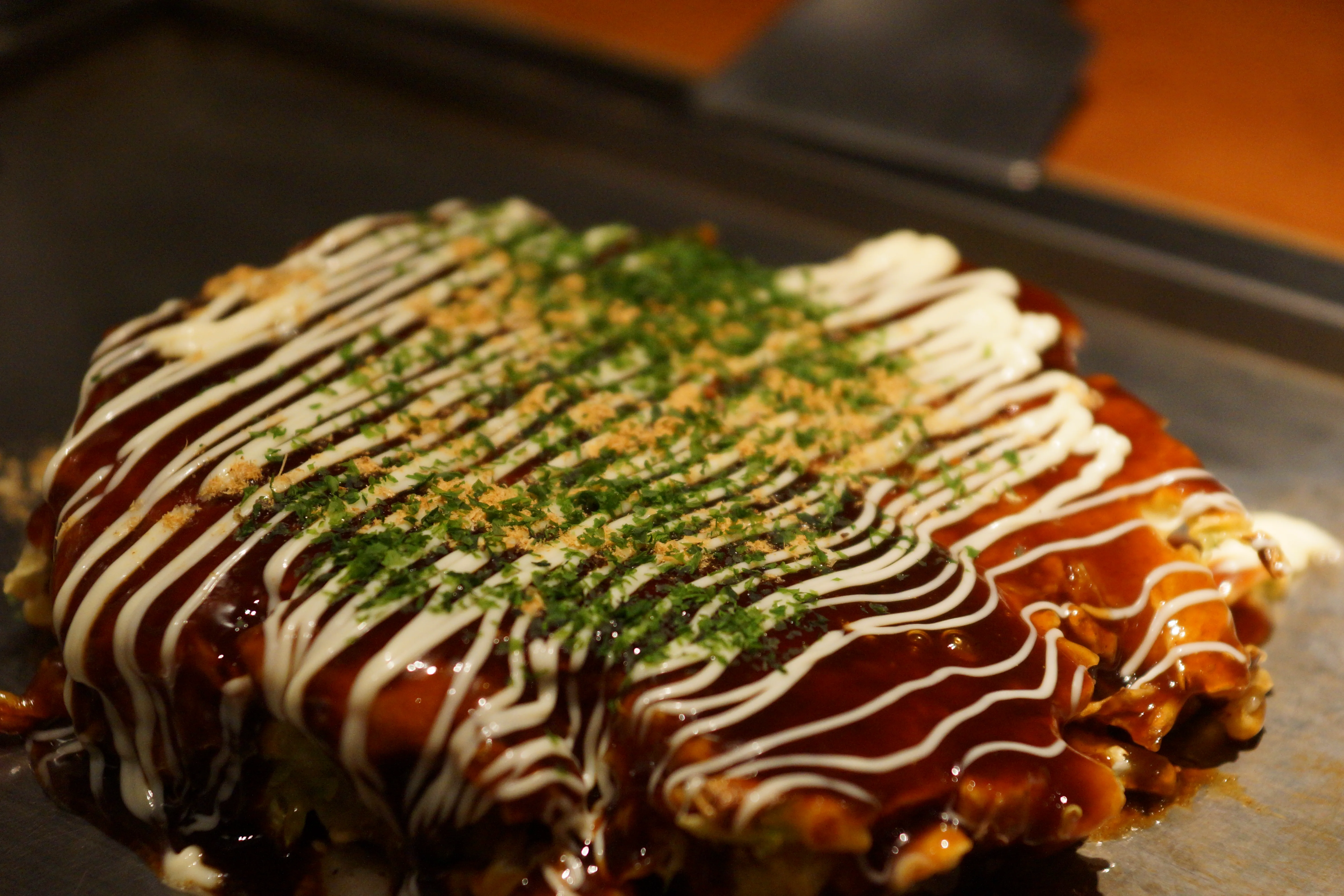 Hiroshima-style okonomiyaki, a dish you should book separately if it is non-negotiable