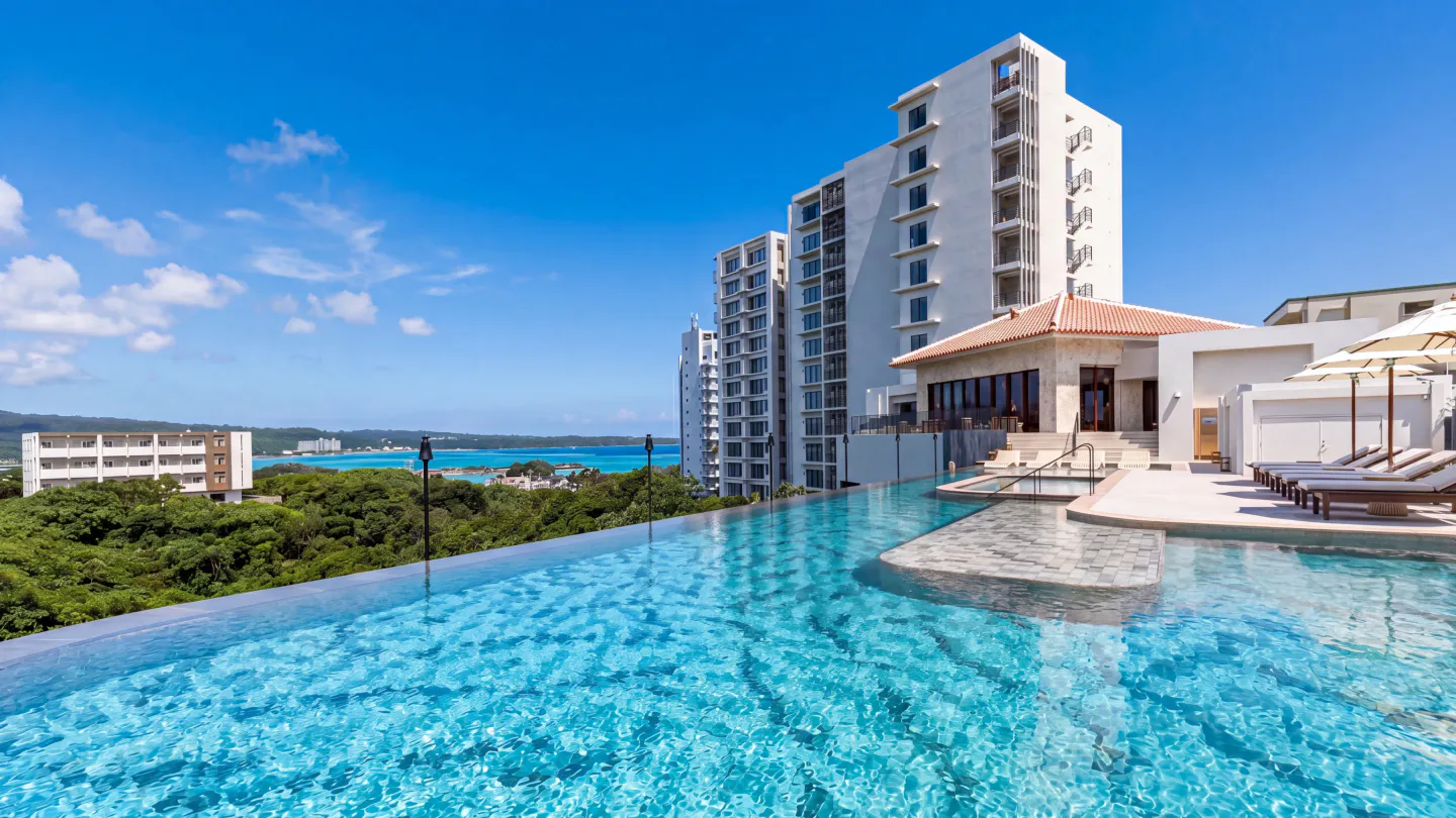 Onna Coast resort in Okinawa, where the hotel premium only works when beach and pool time is protected