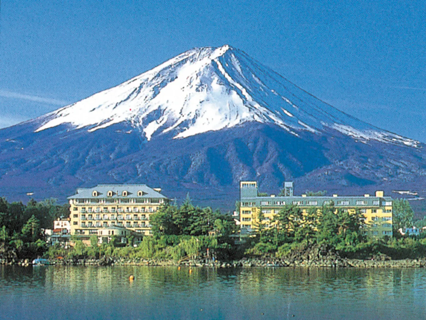 Kawaguchiko hotel setting with Mount Fuji on night one of a Tokyo Kawaguchiko Hakone itinerary