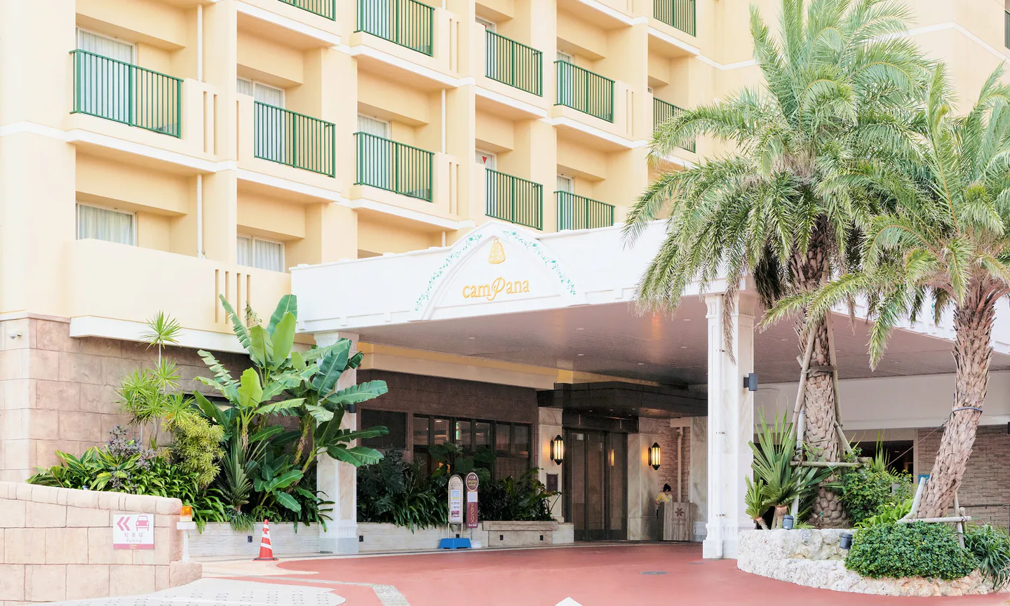 Vessel Hotel Campana Okinawa main entrance in Chatan