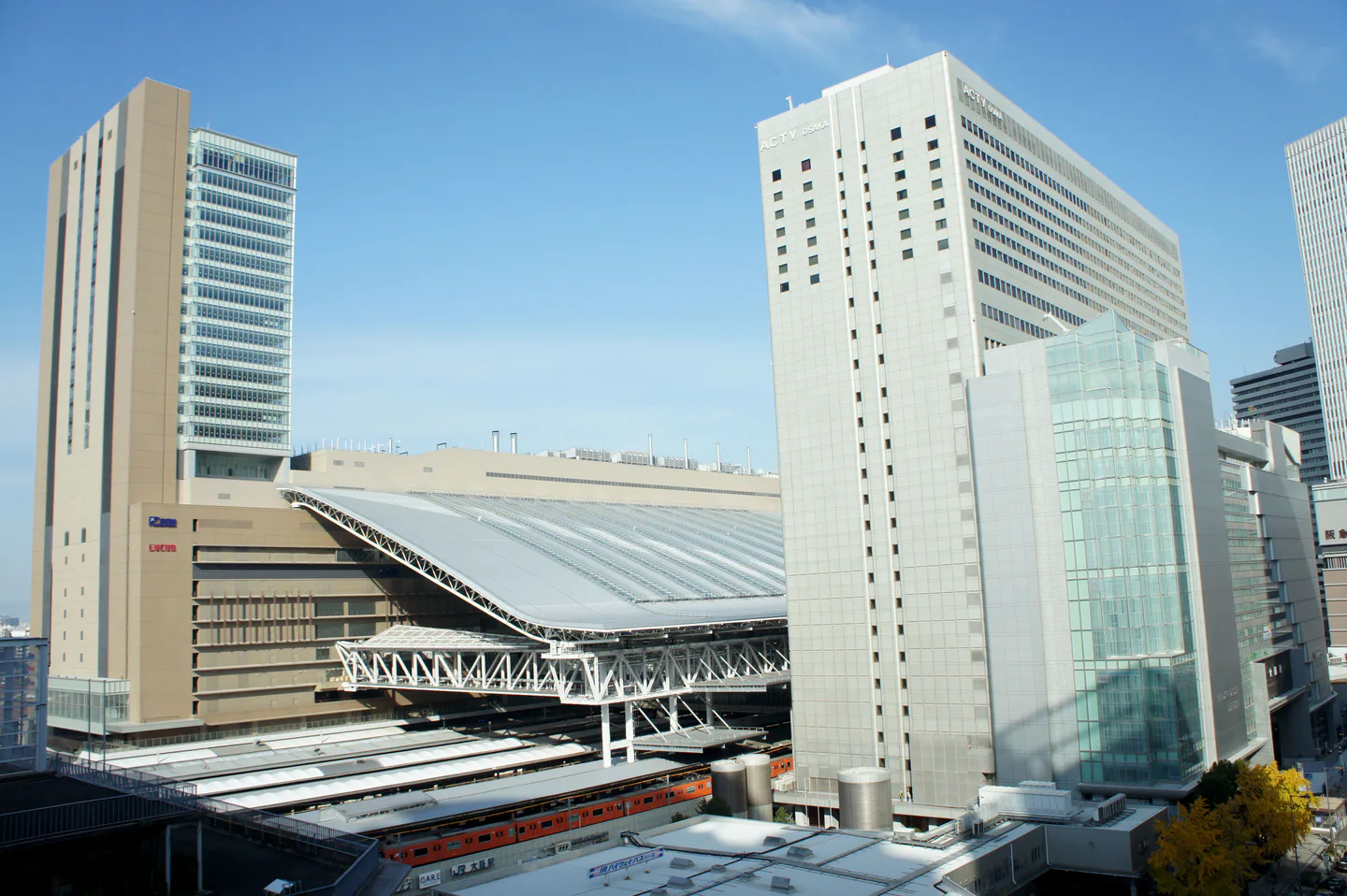Umeda in Osaka. Staying near Osaka Station can make the single Day 4 move to Kyoto easier, but Namba can still be better for the first three nights depending on your evenings.