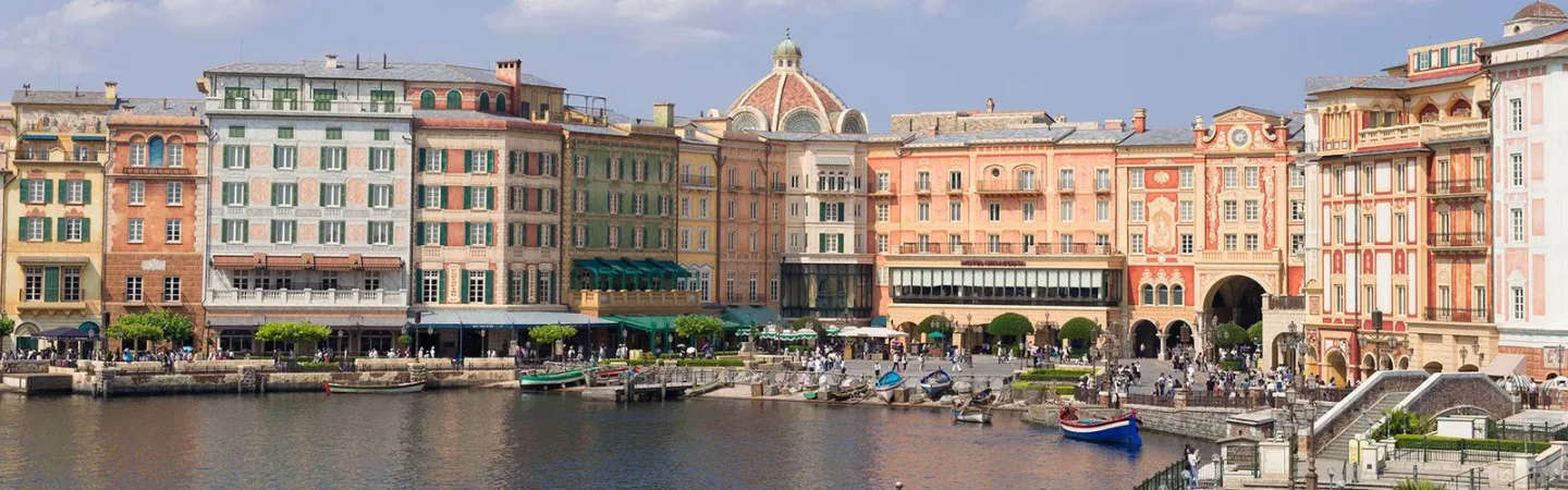 Tokyo DisneySea Hotel MiraCosta exterior seen from Tokyo DisneySea during the day