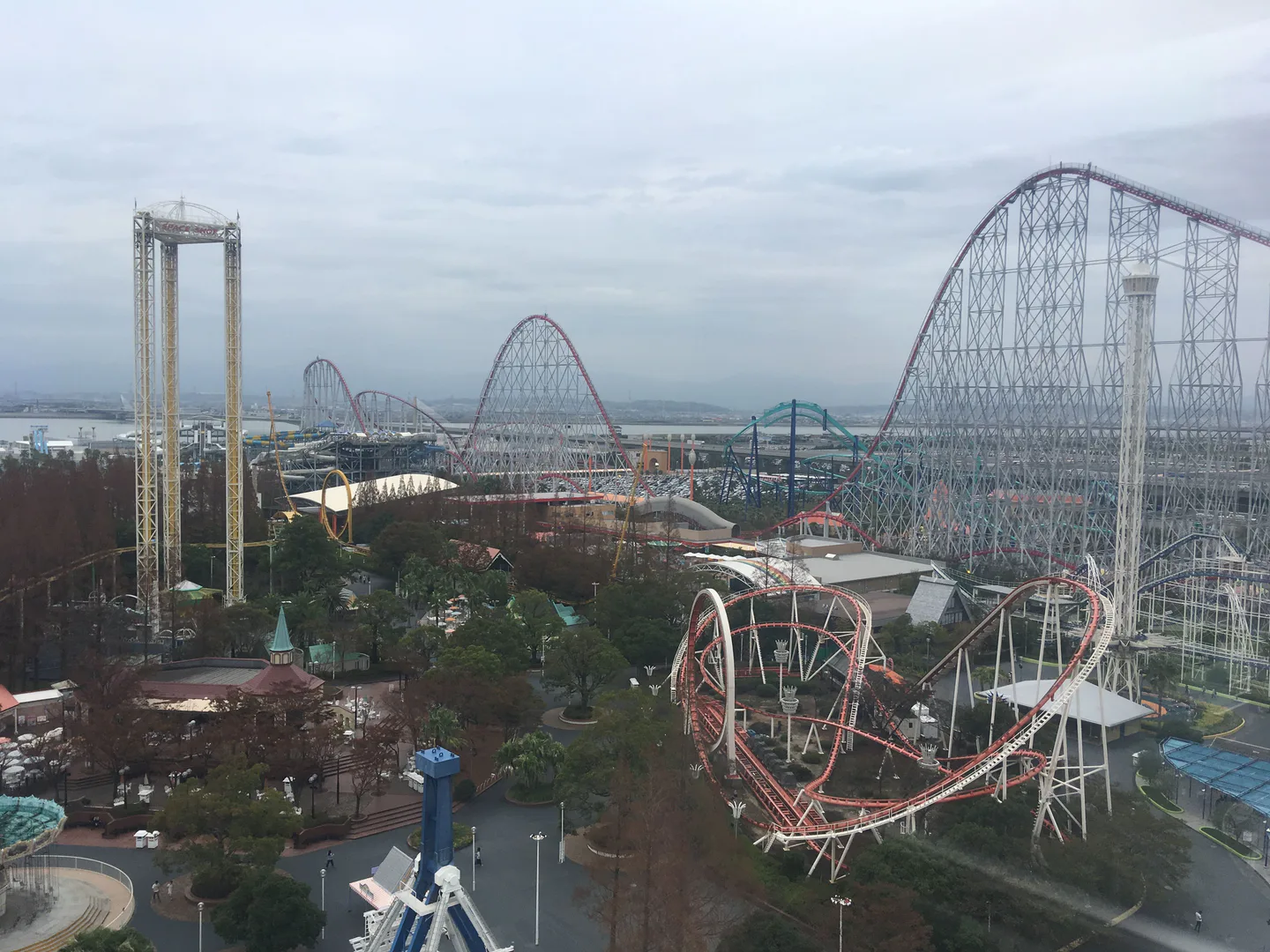 Nagashima Spa Land overview with roller coasters and family attractions